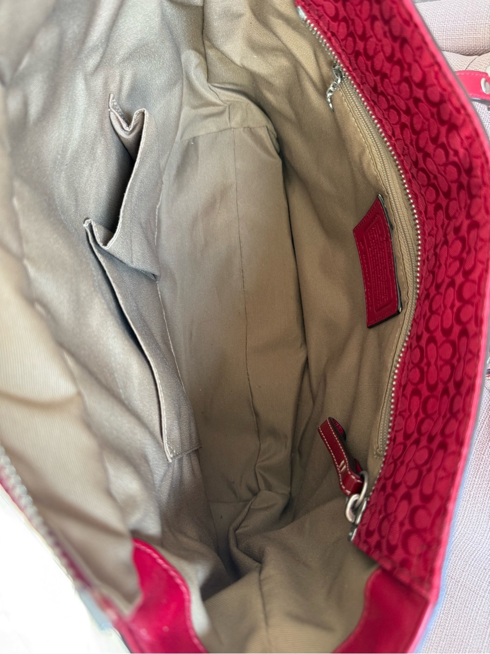 Y2K Authentic Coach Crimson Red Signature Small C Tote - Picture 10 of 12